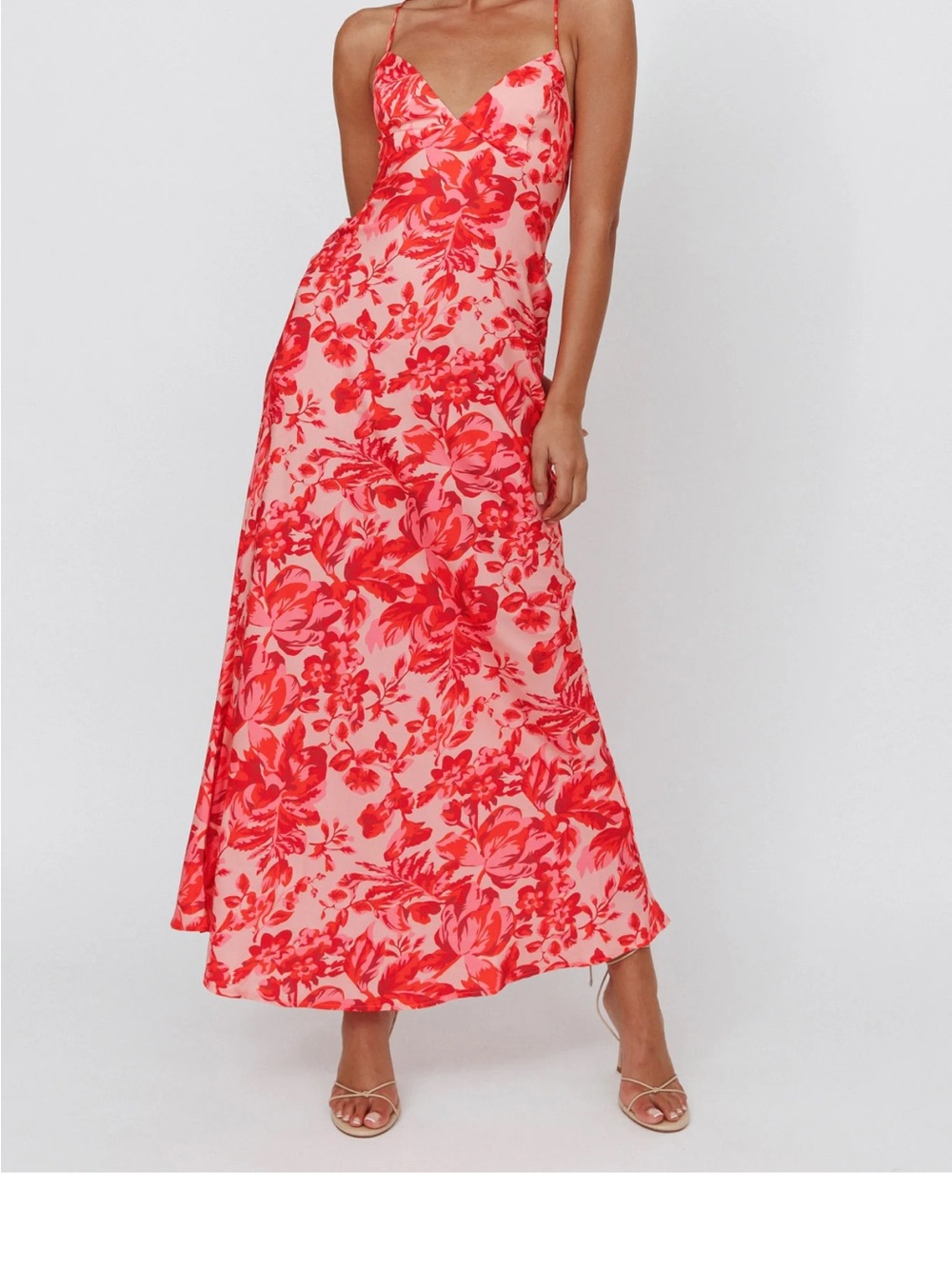 Selfie Leslie True Divine Strappy Back Maxi Dress Floral Fire